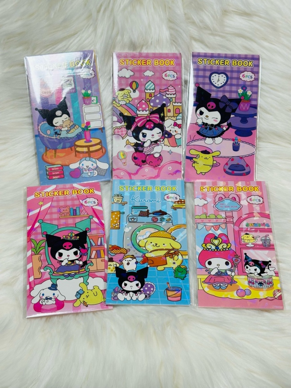 Sanrio Pink, Blue & Purple Cute Character Sticker Book Set - 6 Pack